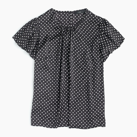 NWT J. Crew Drapey Crepe Polka Dot Cap Sleeve Top - Picture 3 of 3